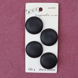 Vintage Matte Black Buttons BGE Original Card Clothing Project Sewing Holland 1"